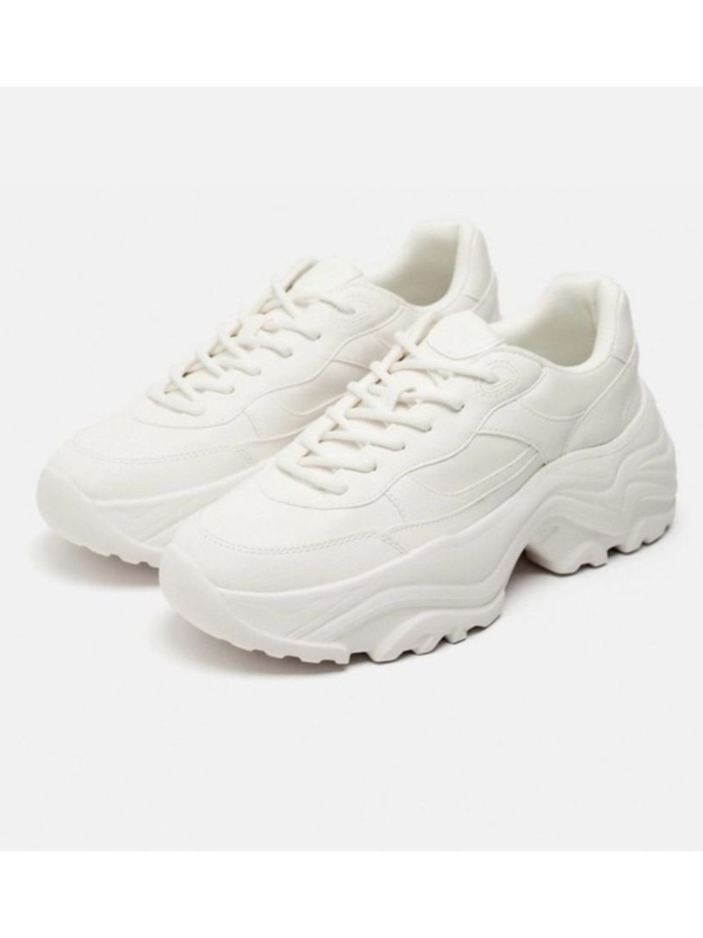 Zara Women Chunky Platform Sneakers White 7.5